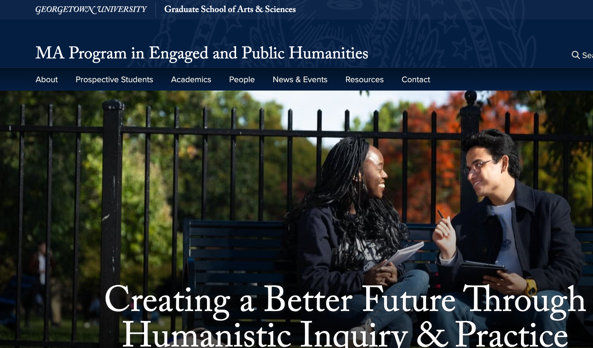 Home Page of the MA in Engaged and Public Humanities